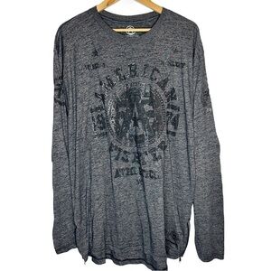 American Fighter Grey Zipper Iconic Long Sleeve Graphic Shirt Men’s Shirt 3XL